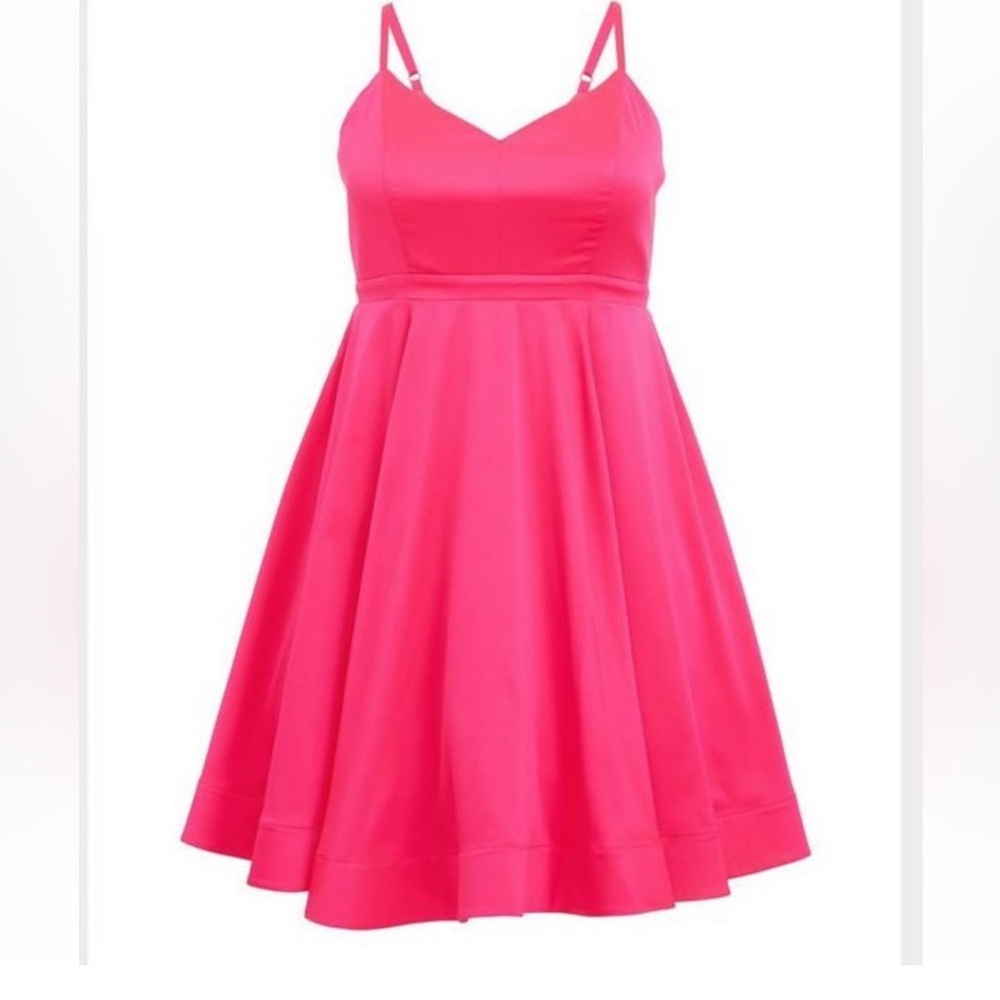 Torrid Pink Glo Satin Skater Dress 🩷see description🩷 - Picture 3 of 7